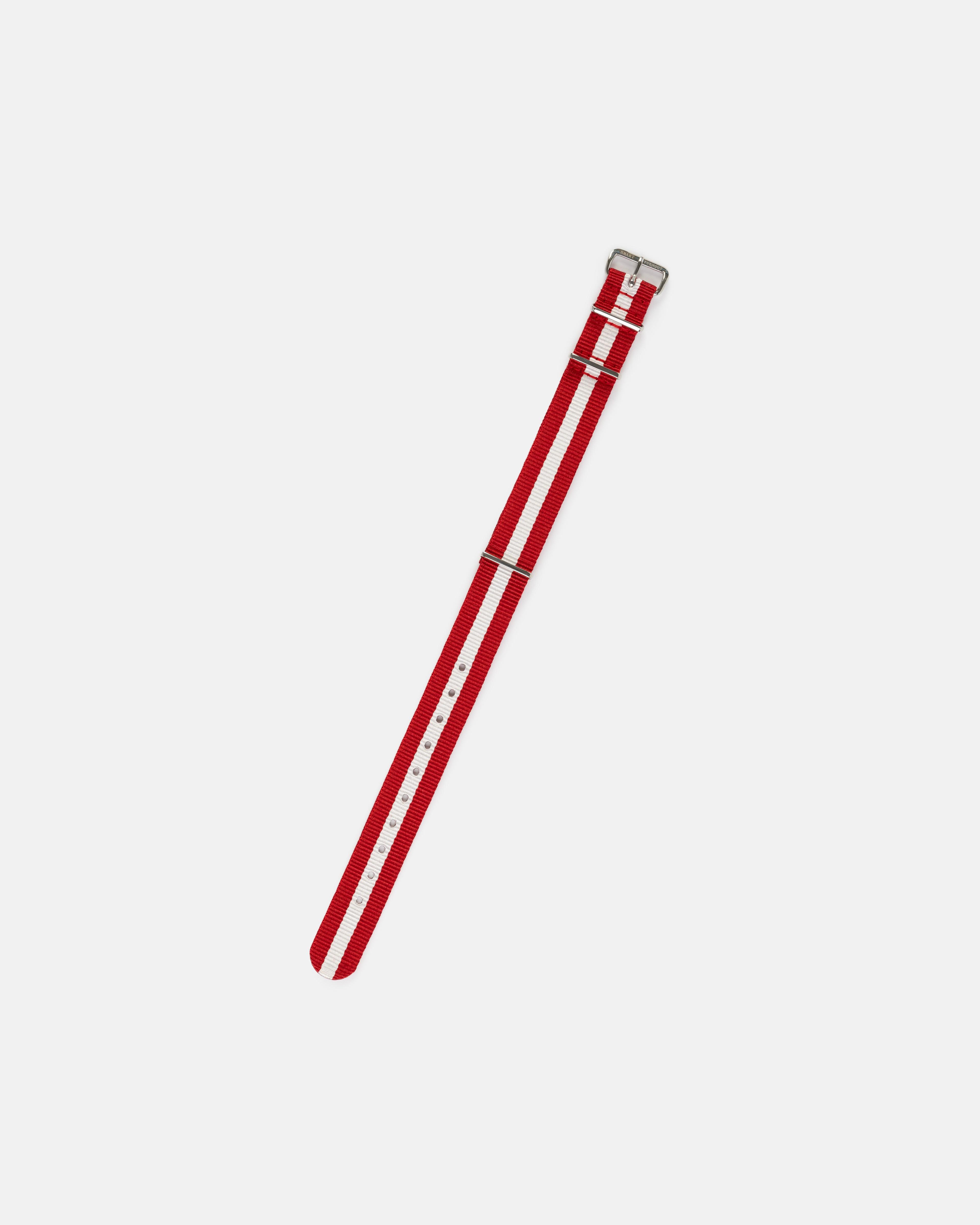 Red & White Stripe Nylon Watch Strap