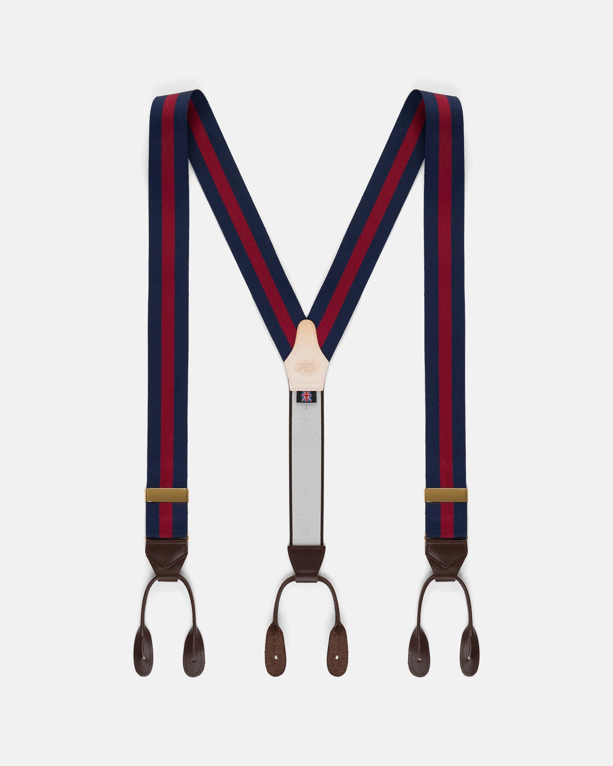 Made-in-England Navy & Red Striped Barathea Braces