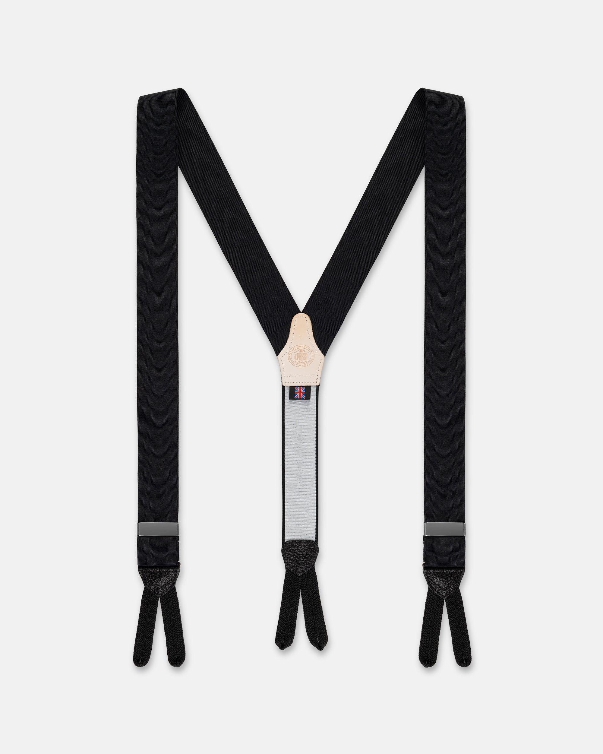 Made-in-England Black Silk Moire Braces