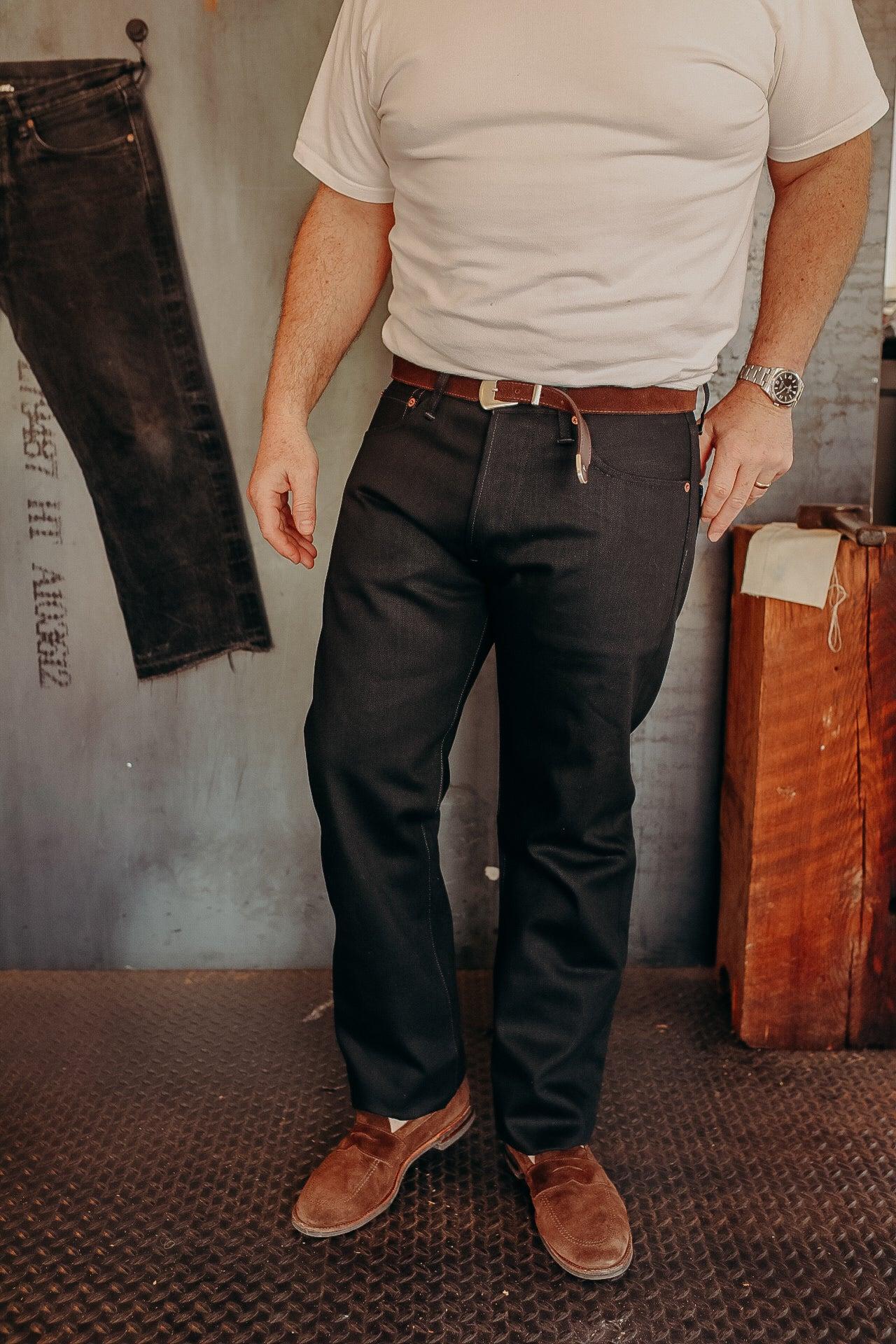 CLINT SLIM STRAIGHT FIT - MEDIUM RISE BLACK GUNPOWDER 14OZ DENIM