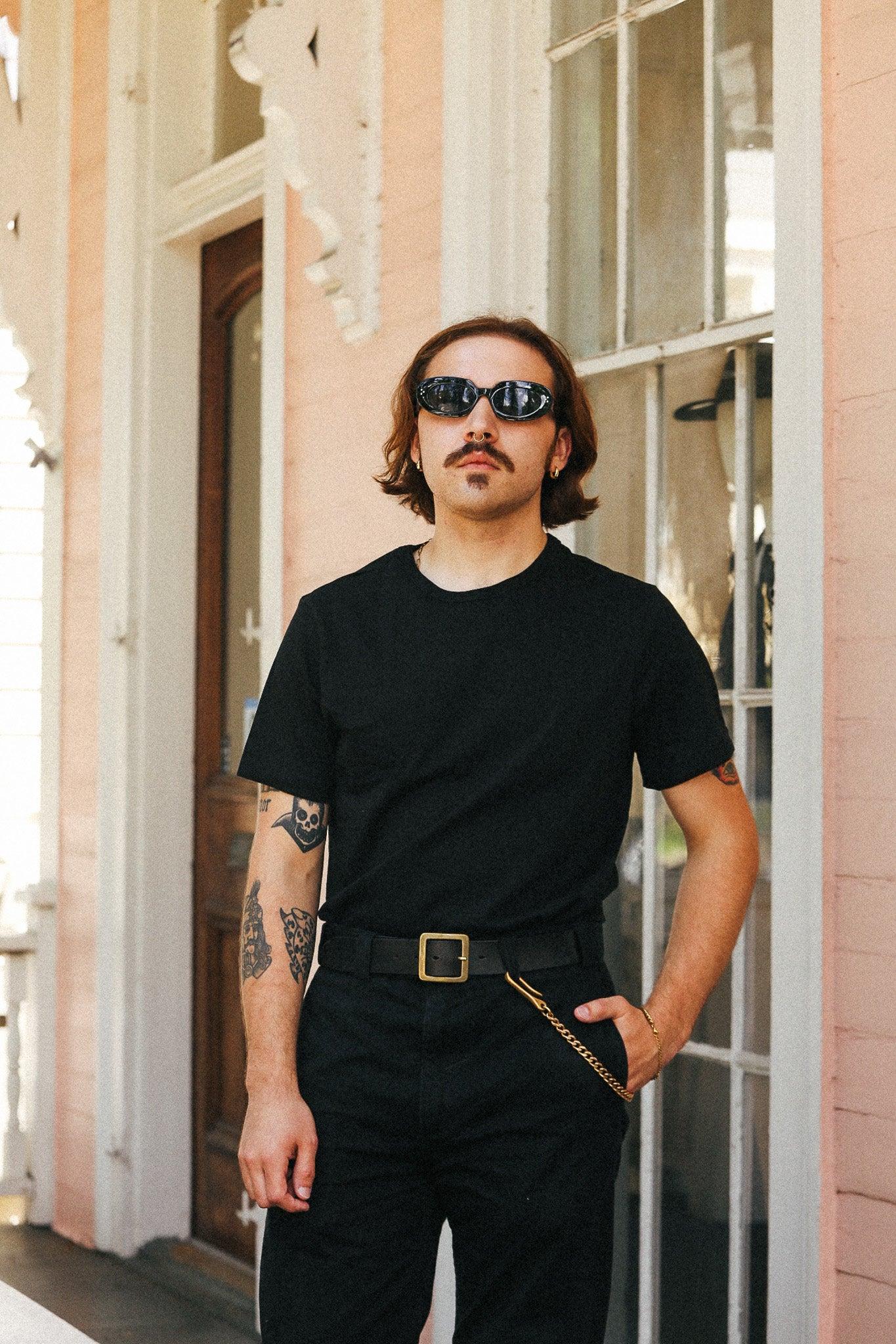 2M15 Merz b. Schwanen Mid-Century Machine Refined Fit T-Shirt- 99 Deep Black
