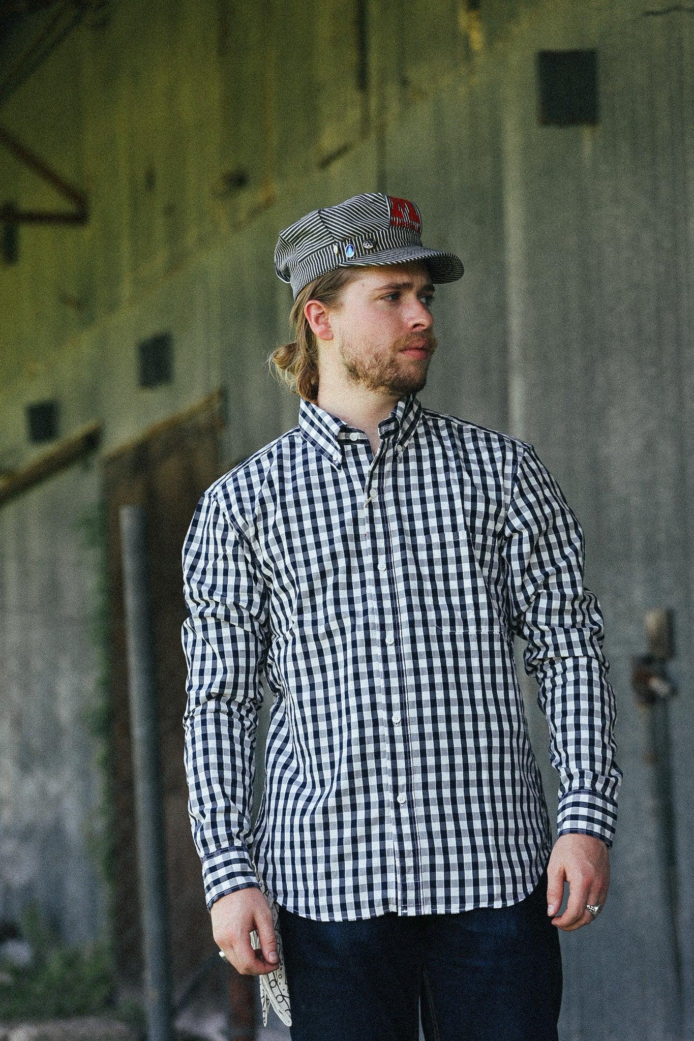 502602 UES Gingham Check Button-down Shirt- Navy