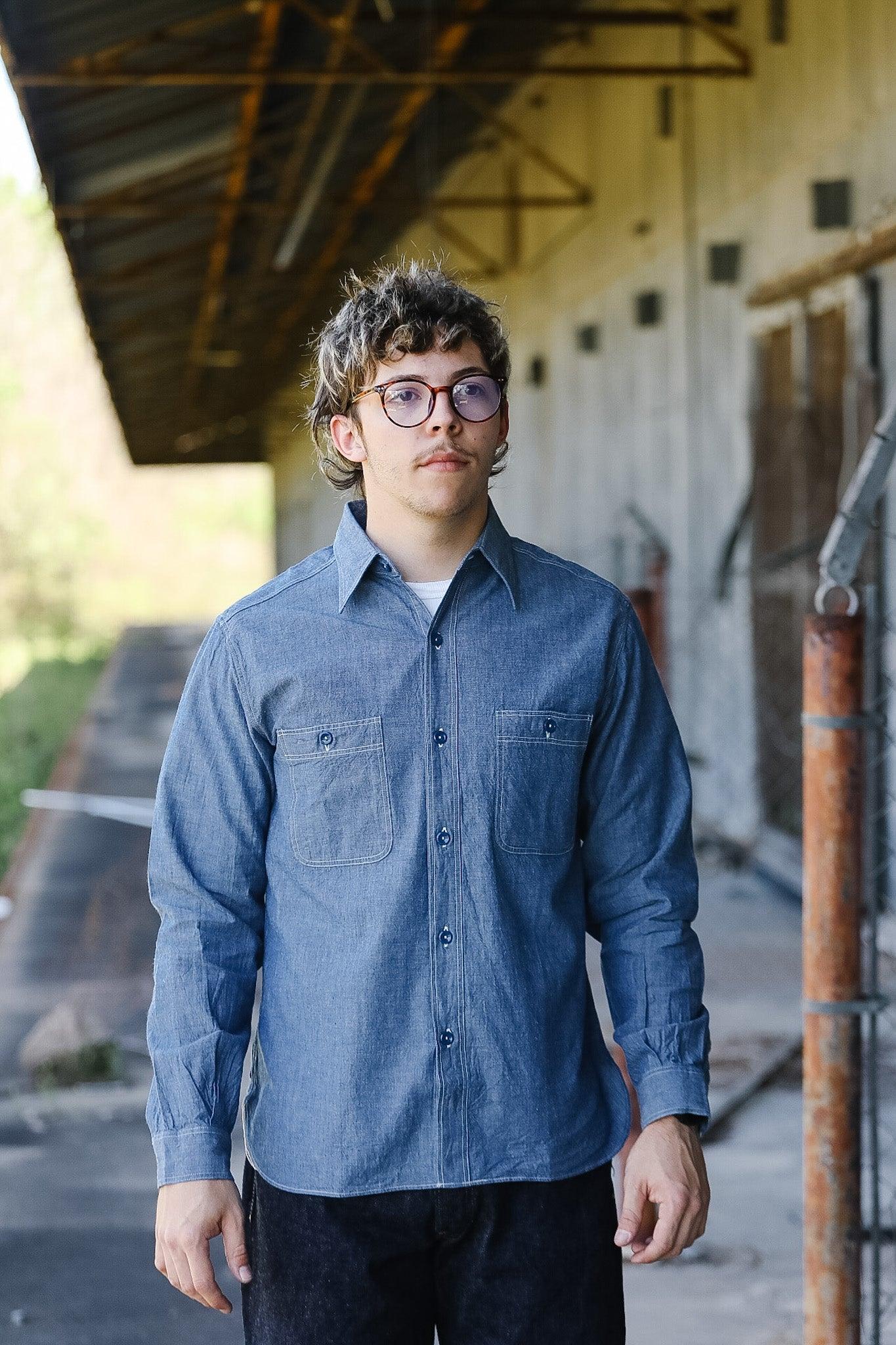 BR25995 Buzz Rickson USN Chambray Work Shirt -Indigo