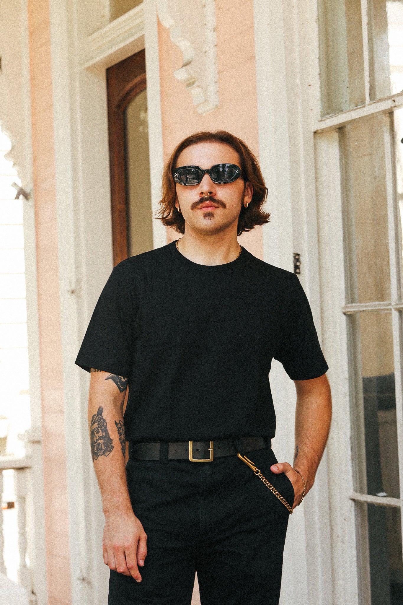 215 Merz b. Schwanen Loopwheeled Classic Fit Midweight T-Shirt- 99 Deep Black