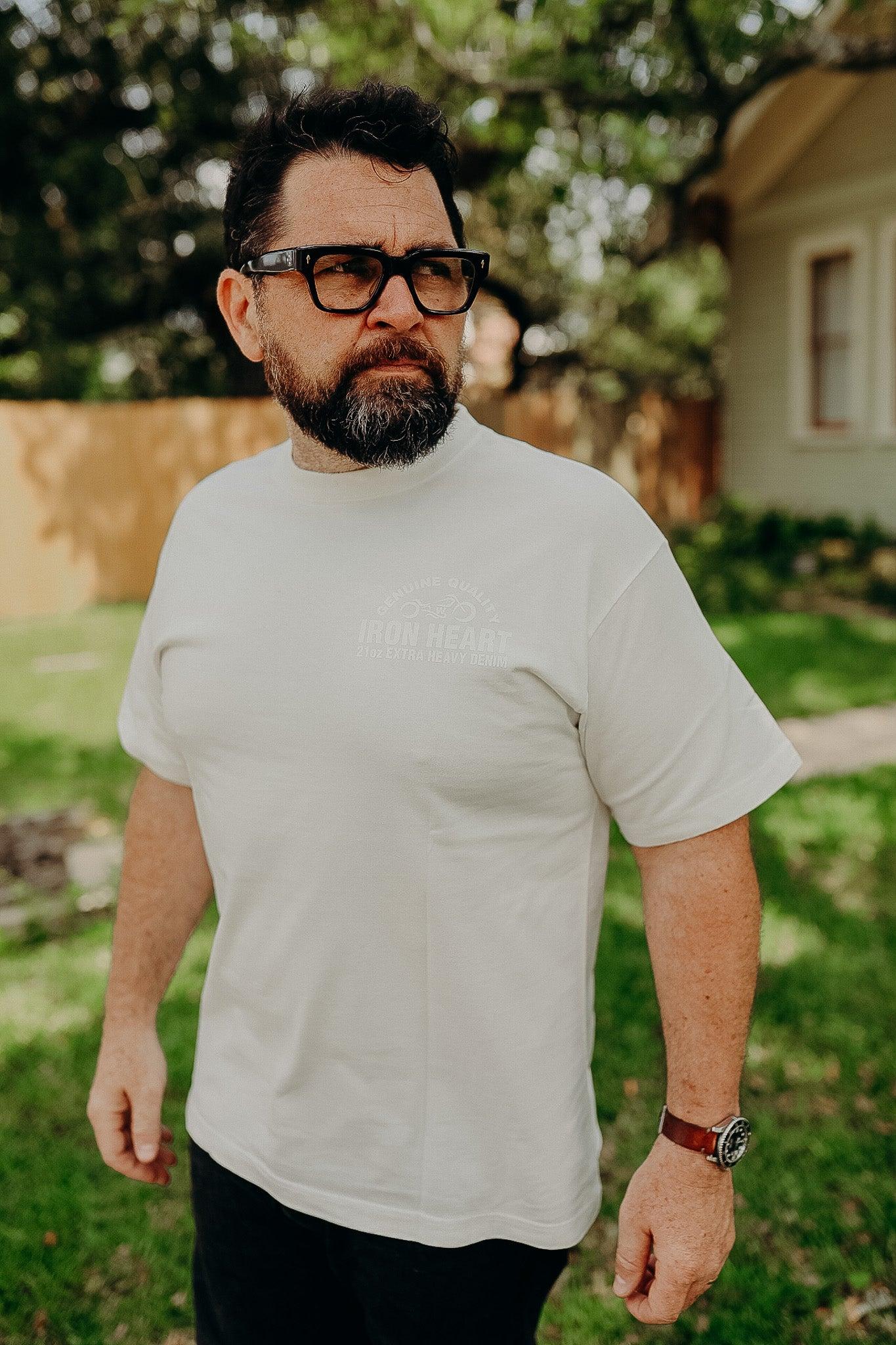 7.5oz Printed Loopwheel Crew Neck T-Shirt - White IHT-2401-WHT