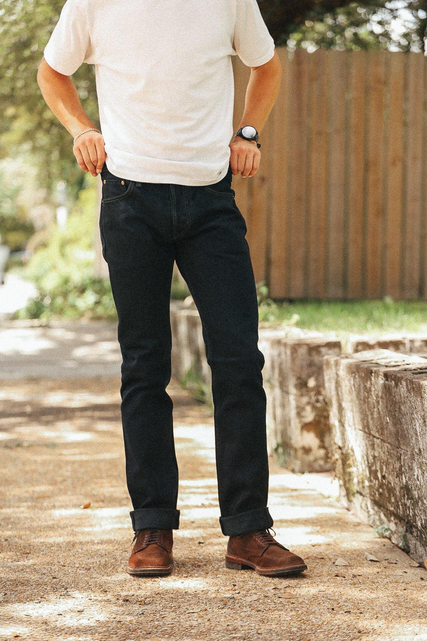 IH-777S-21od Iron Heart 21oz 777 Selvedge Denim Slim Tapered Cut Jeans - Indigo Overdyed Black