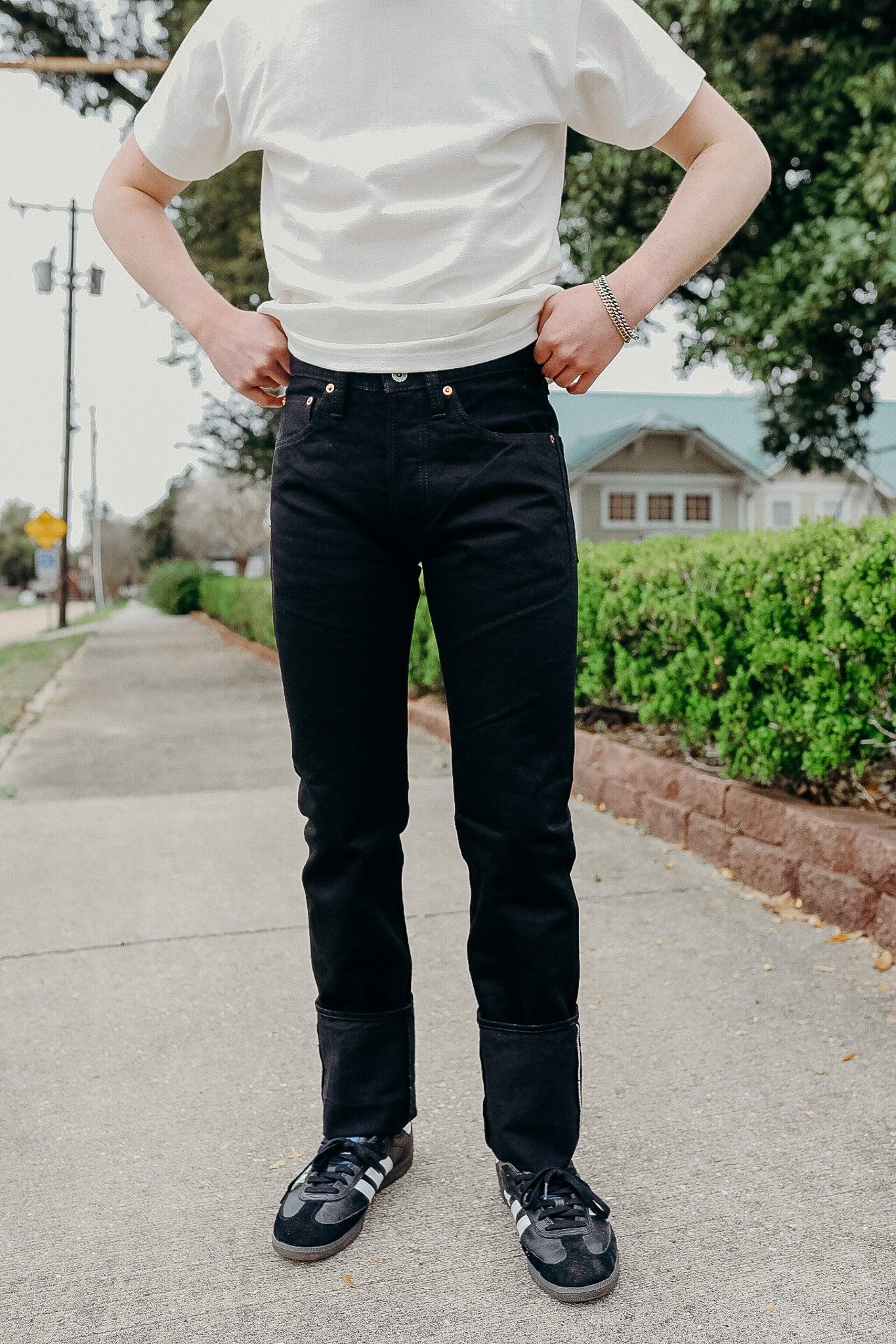 14oz Selvedge Denim Slim Straight Cut Jeans - Black/Black IH-666S-142bb
