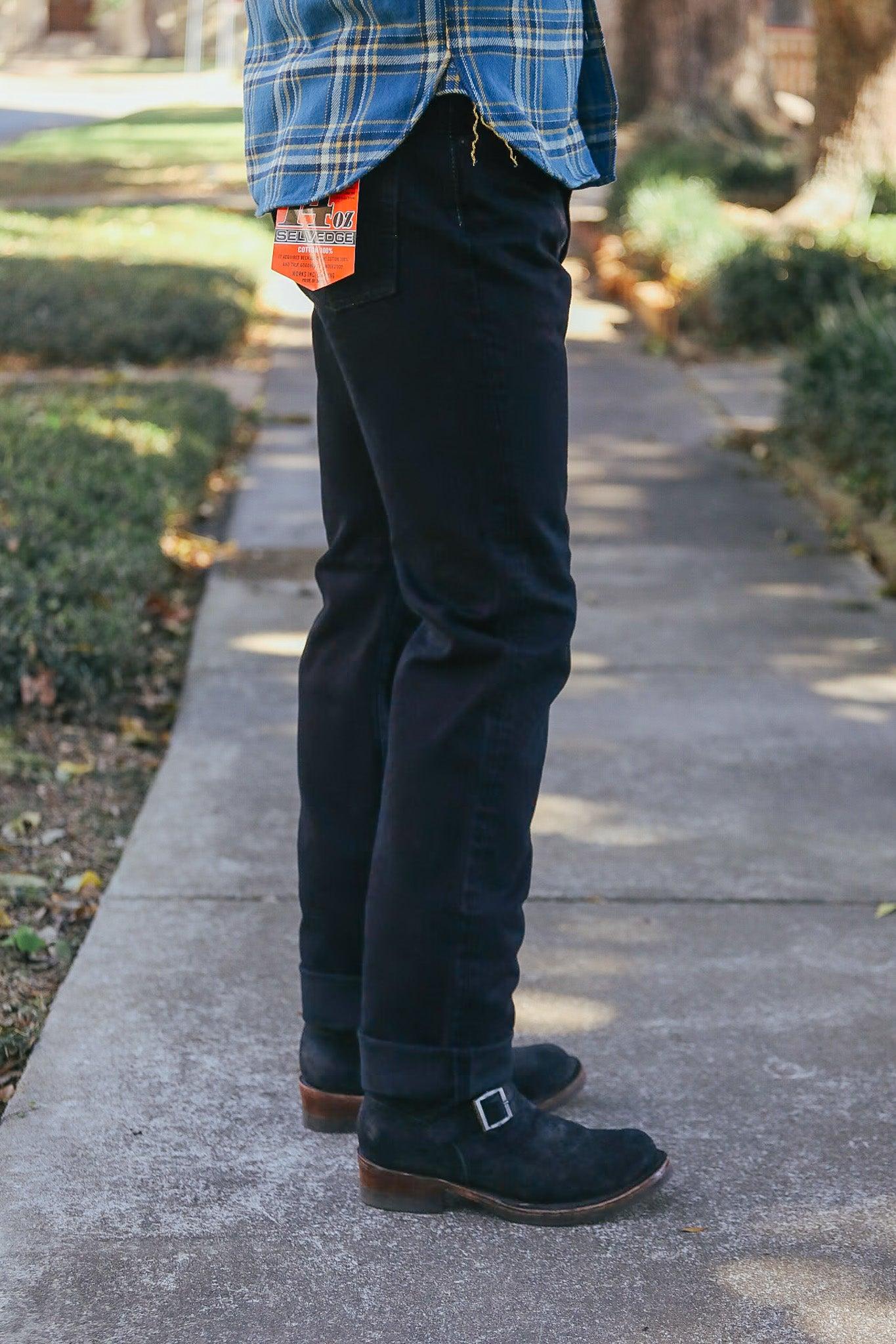 888 14oz Selvedge Denim Medium/High Rise Tapered - Indigo Overdyed Black IH-888S-142OD