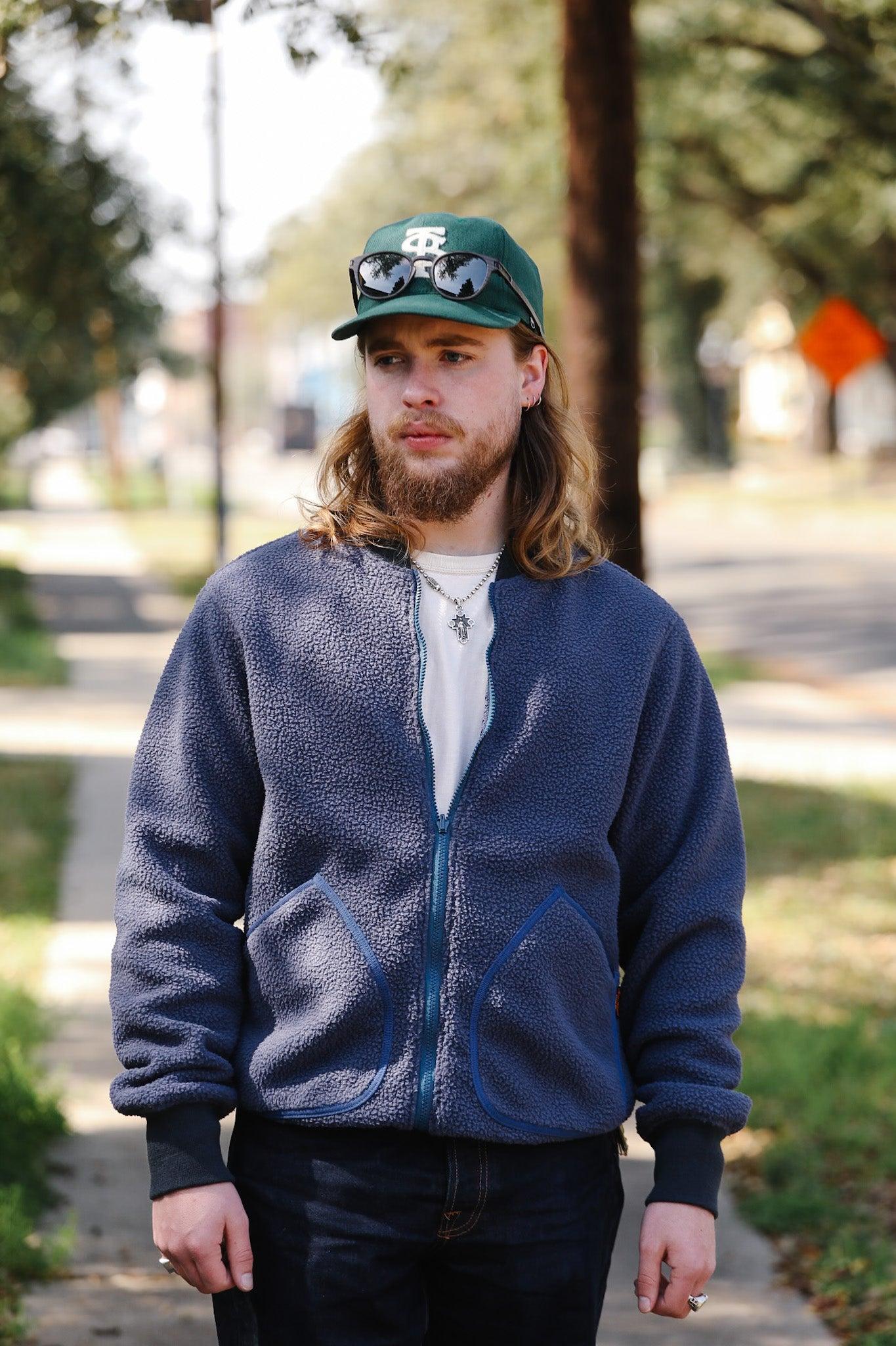 IHJ-157-NAV Iron Heart Reversible Fleece Jacket - Navy