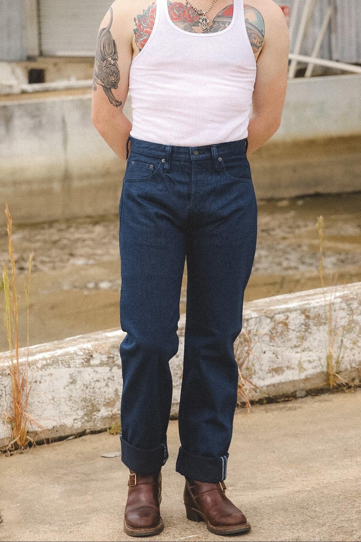 MDNT-003 Pure Blue Japan Regular Straight 14oz Midnight Indigo Denim - Midnight Indigo/Black