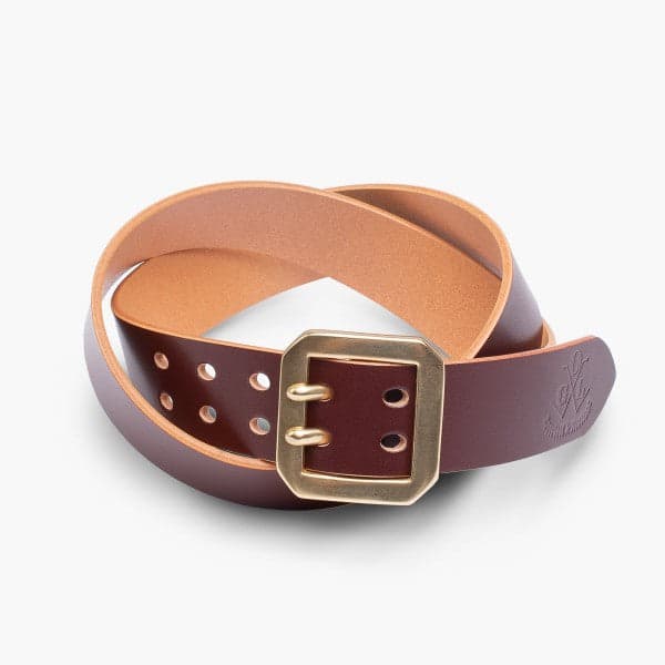 OGL Double Prong Garrison Buckle Leather Belt - Hand-Dyed Brown OGL-BELT-DPGAR-BRN