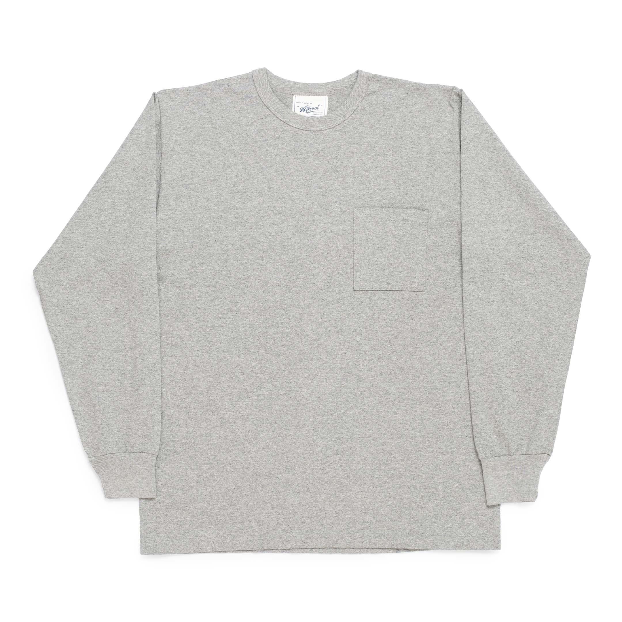 Heavy Duty Crew Neck Square Pocket L/S T-shirt Grey