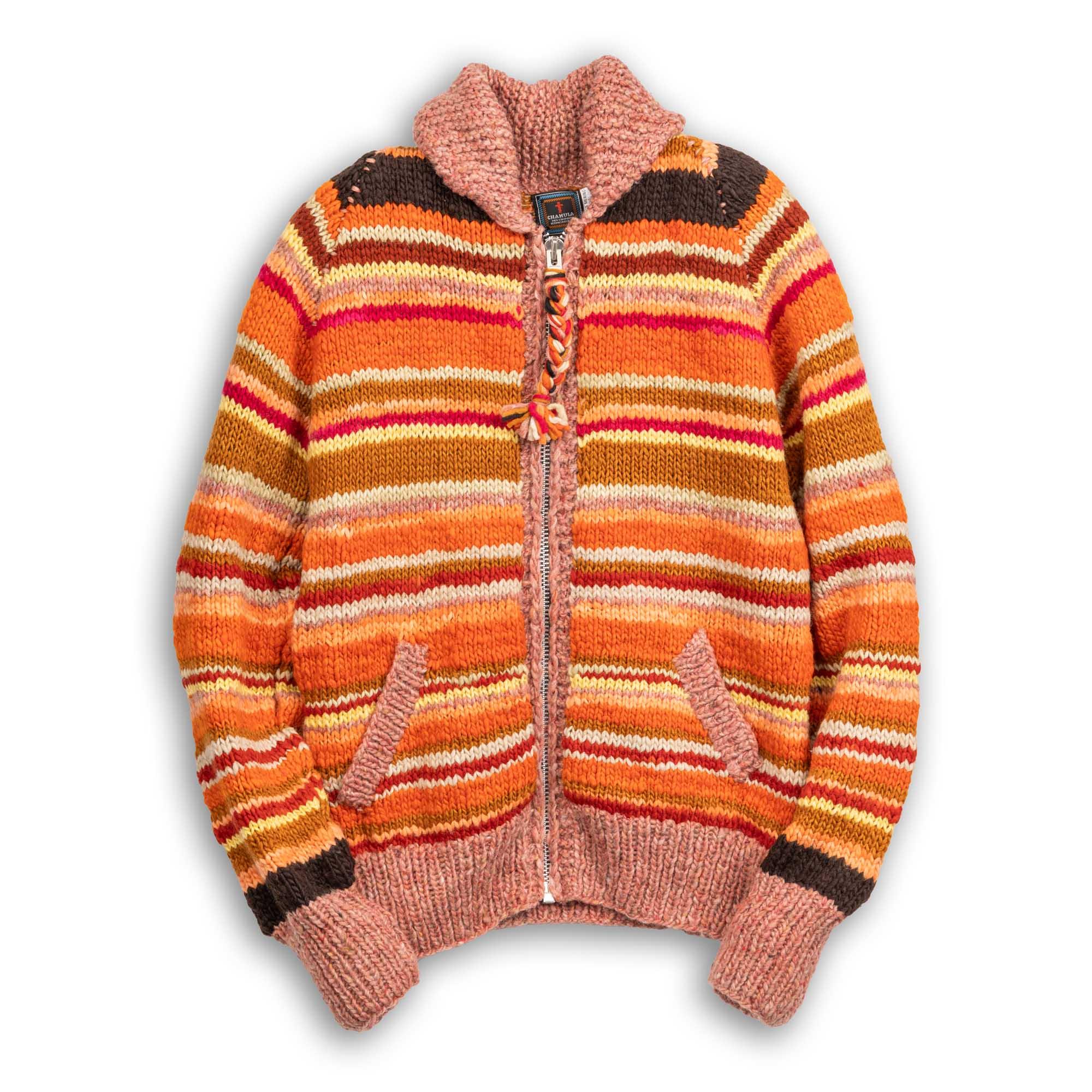 Navajo Stripe Zipper Cardigan Lt. Chicle