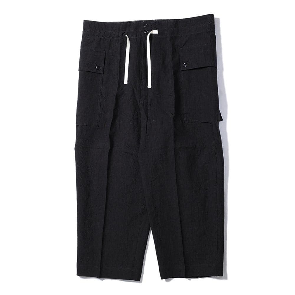 Linen Army Wide Trousers Black
