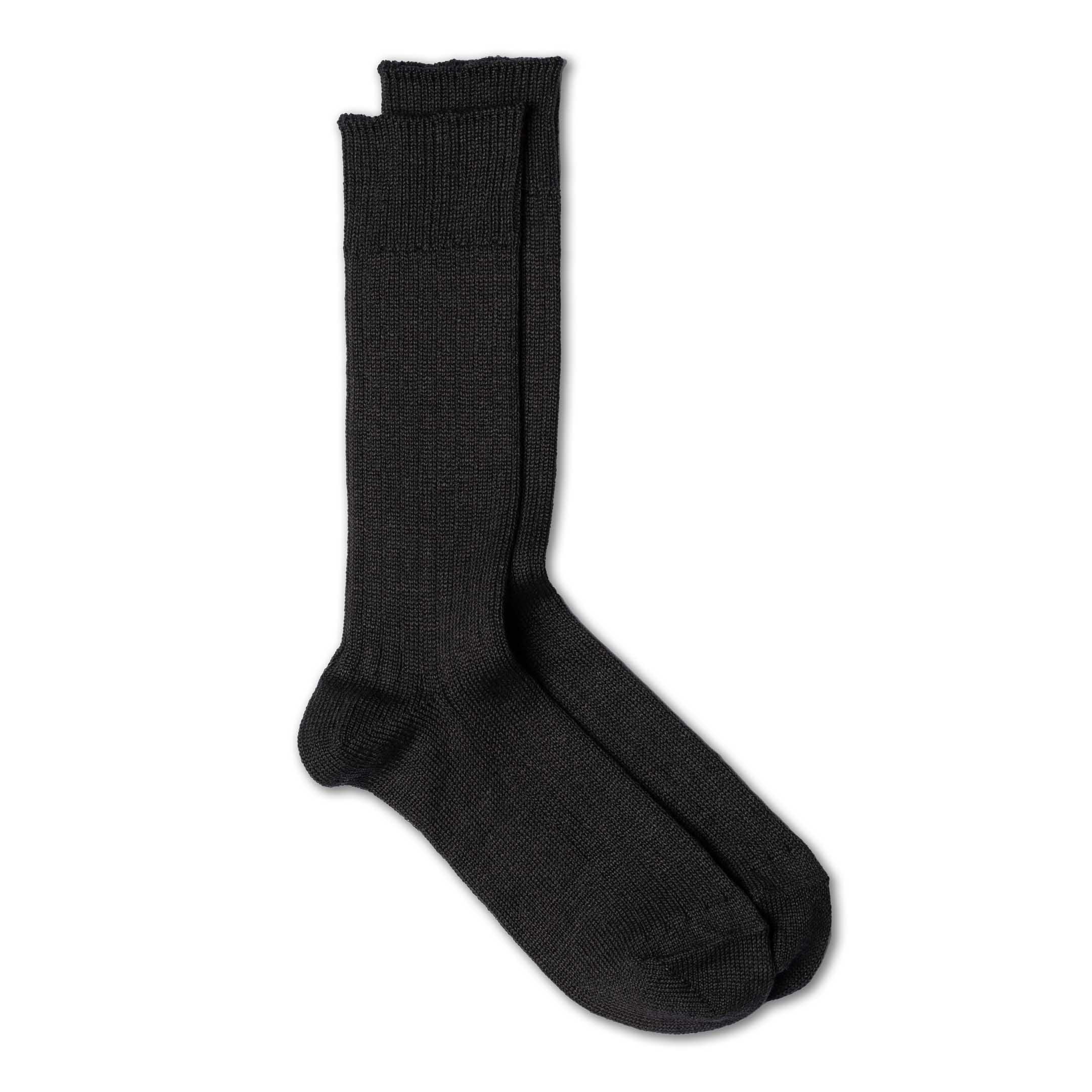 Linen/Cotton Ribbed Crew Socks Black