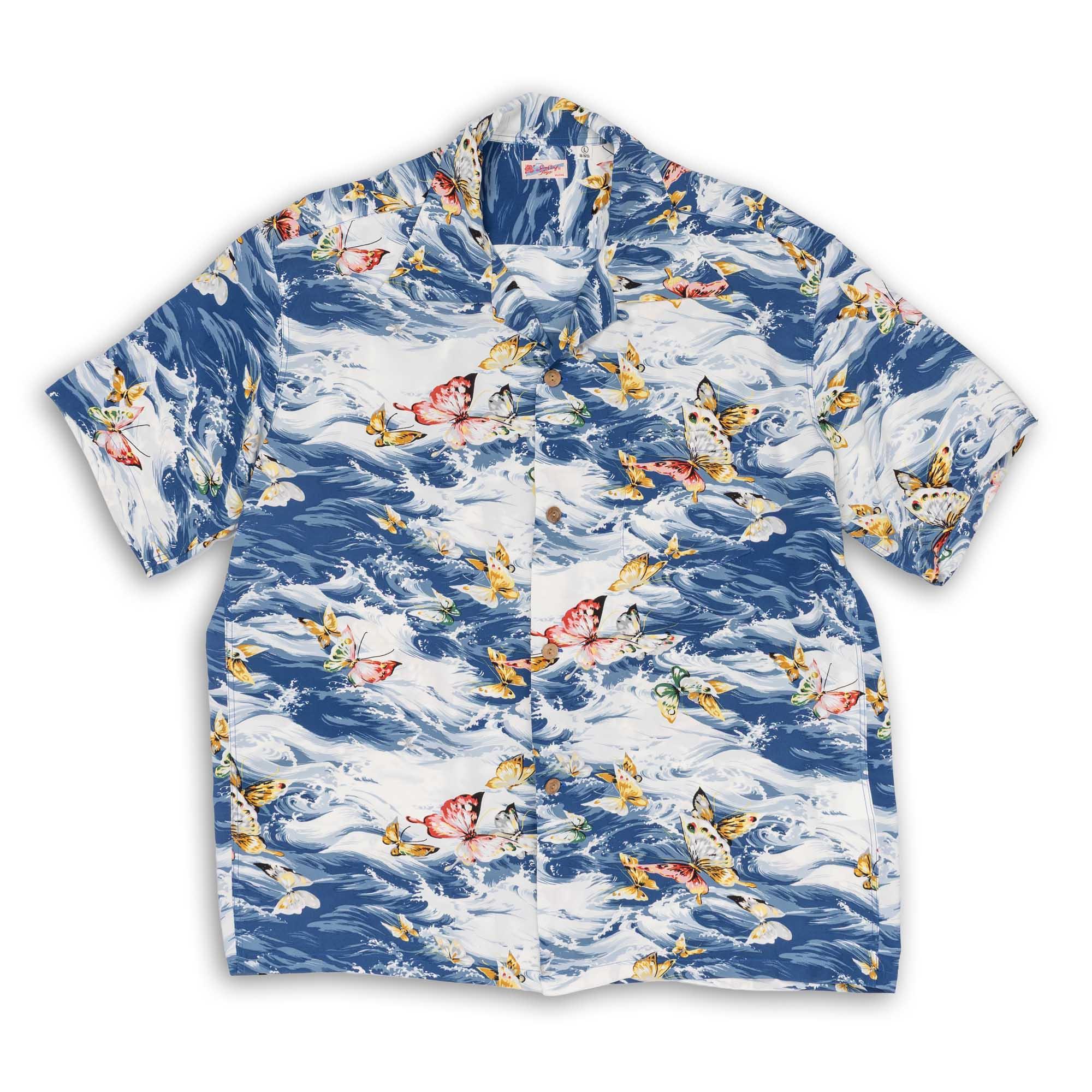 Butterfly Splash Hawaiian Shirt Navy
