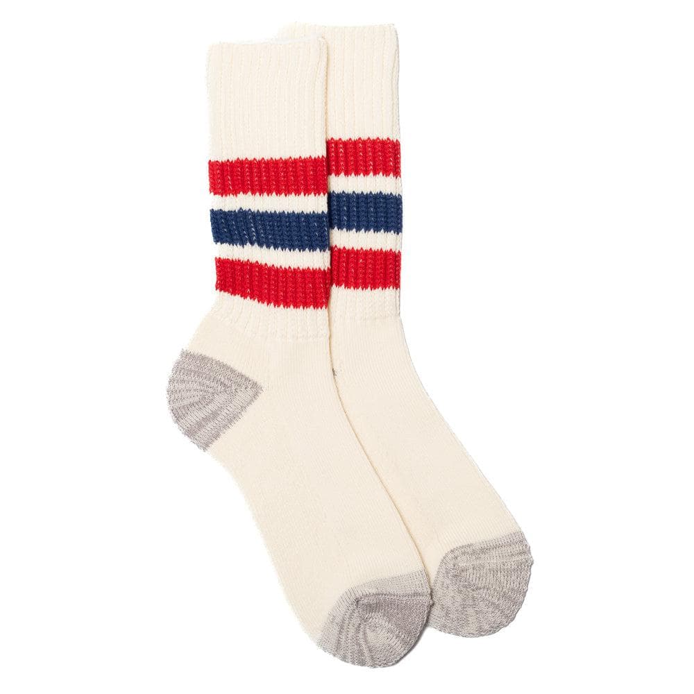 Coarse Ribbed Old School Crew Socks Chili Red/Blue