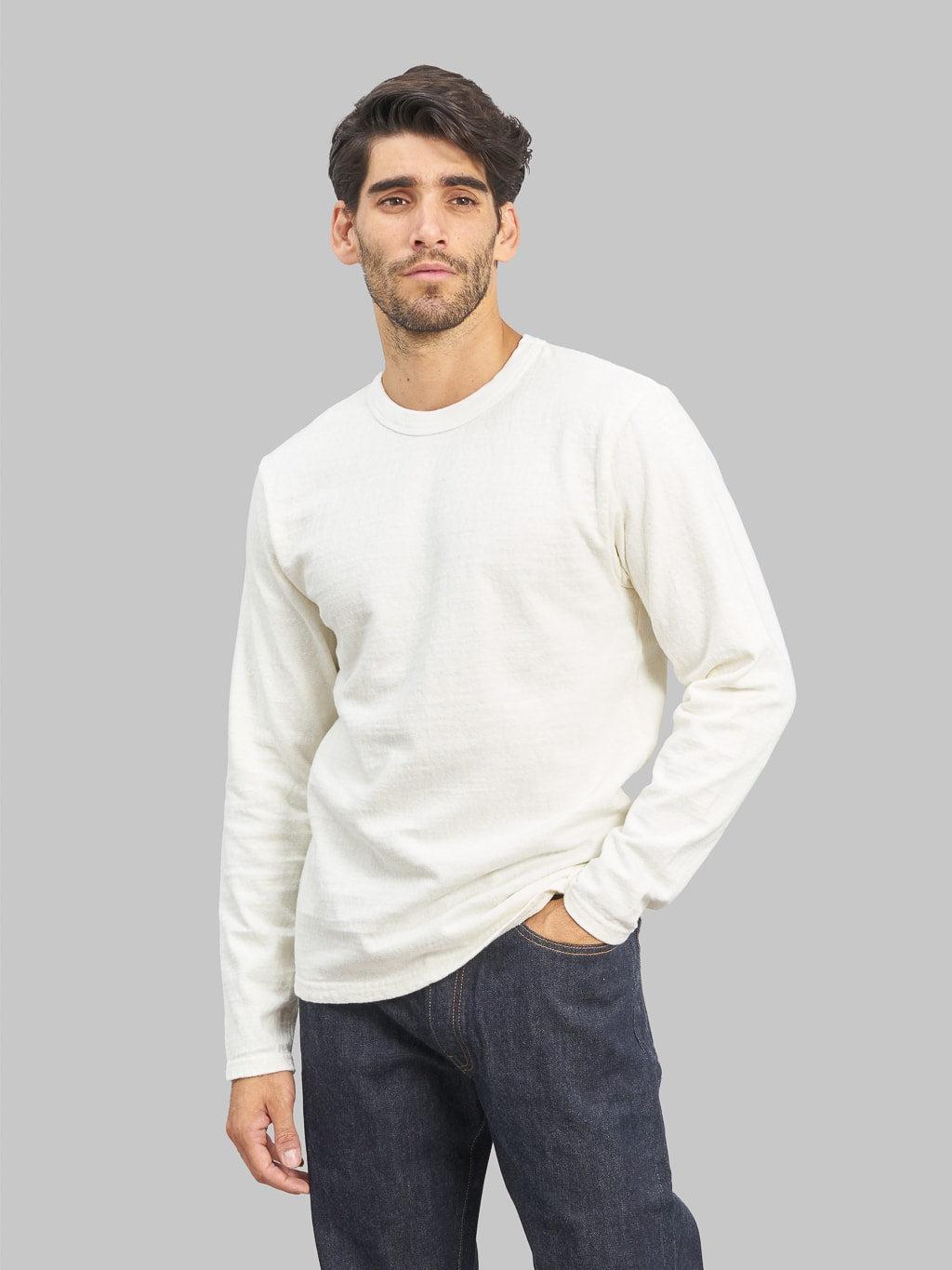 No.8 Slub Nep Long Sleeve T-Shirt White
