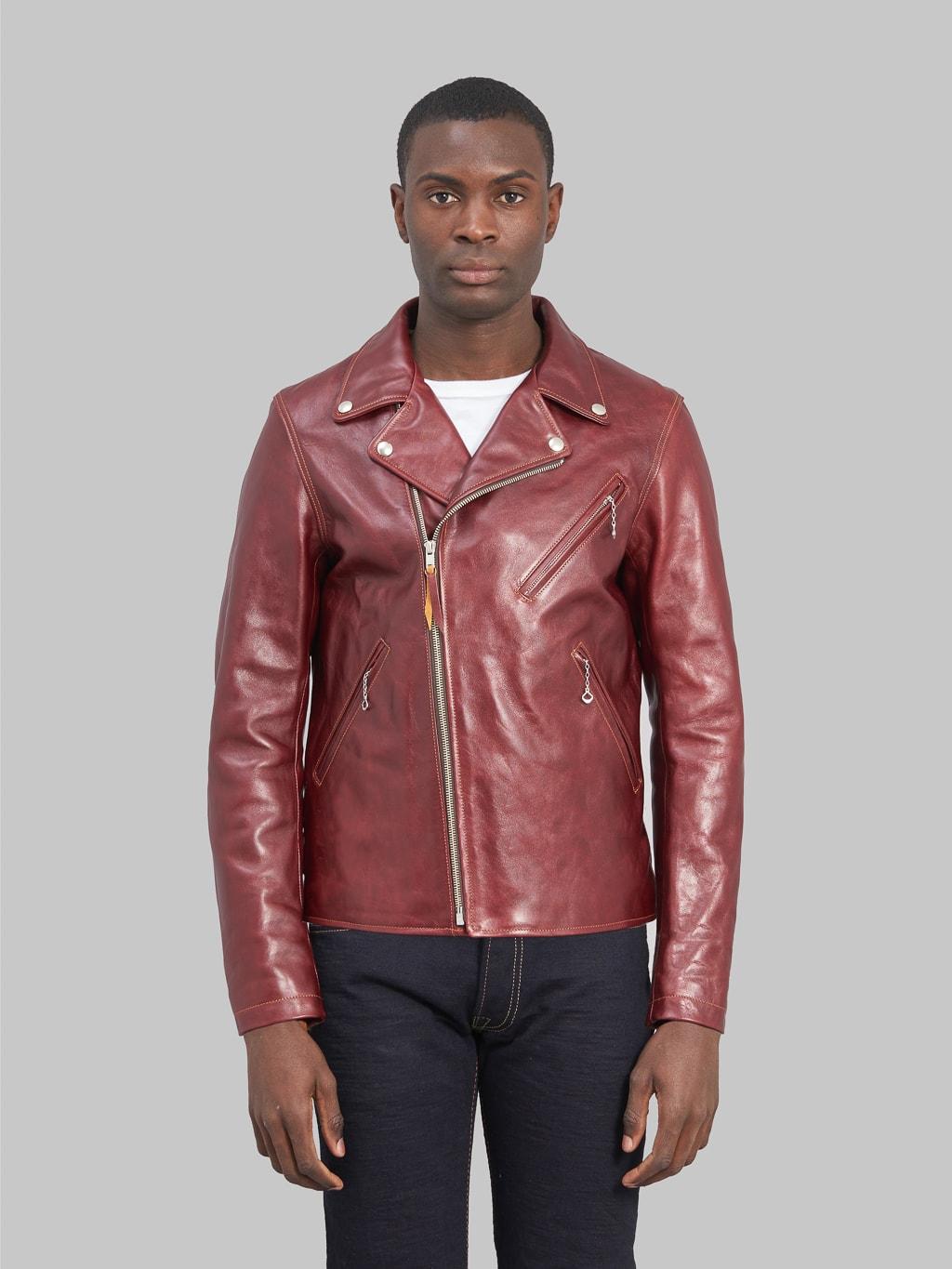 "Deviant" Double Rider's Horsehide Jacket Burgundy