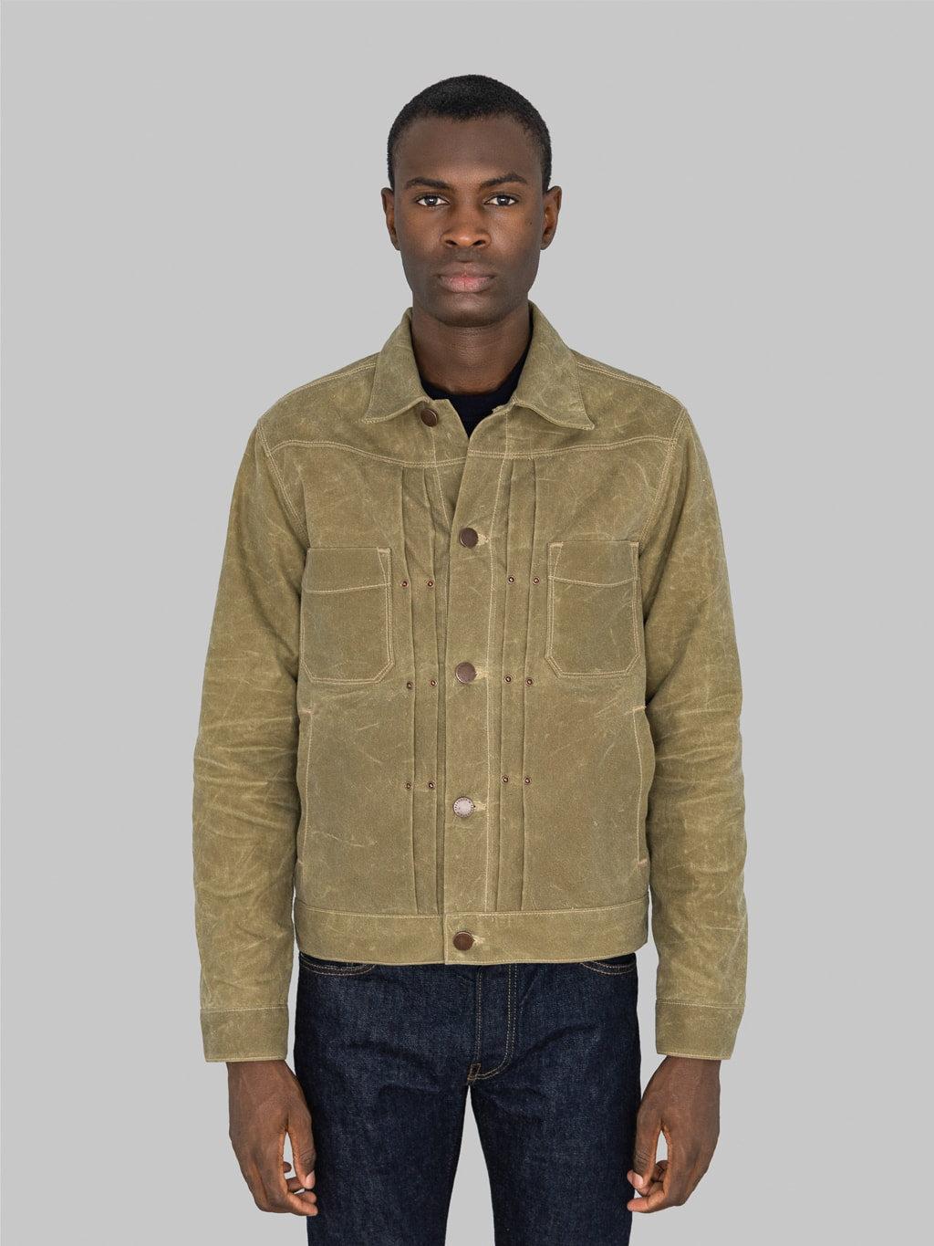 Riders Jacket Waxed Canvas Tobacco Brown Interior