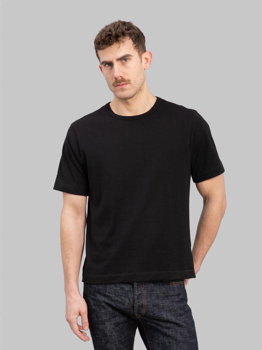 2M15C Sturdy Jersey 6.8oz Crewneck Cropped Classic Fit T-Shirt Deep Black