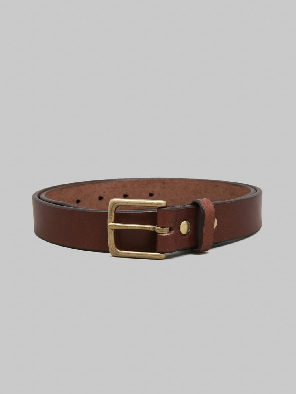 MMGD1001 Gold Buckle Benz Leather Belt Brown