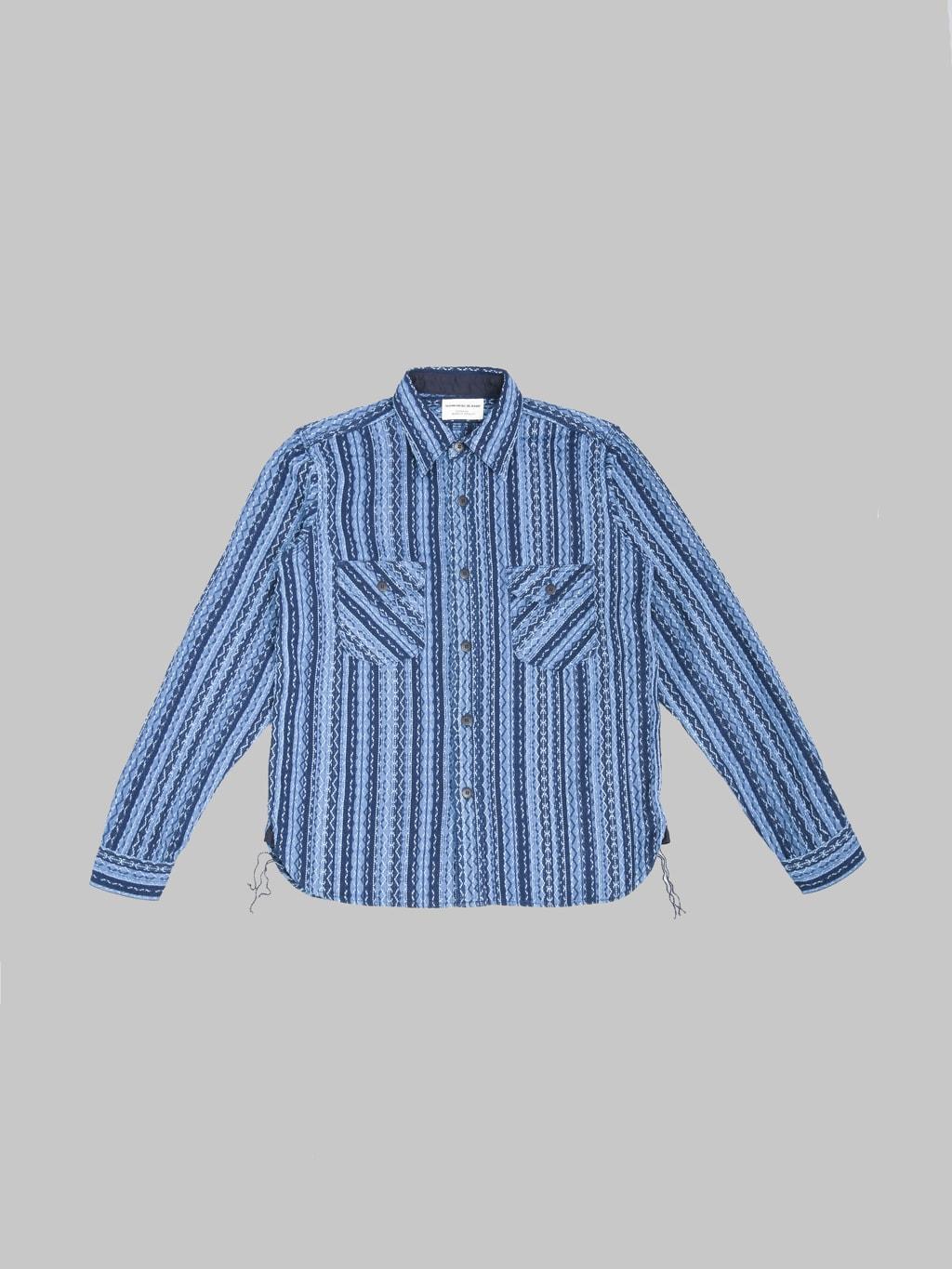 SSS25-SKSW Western Cut Natural Indigo Sashiko Stripe Shirt