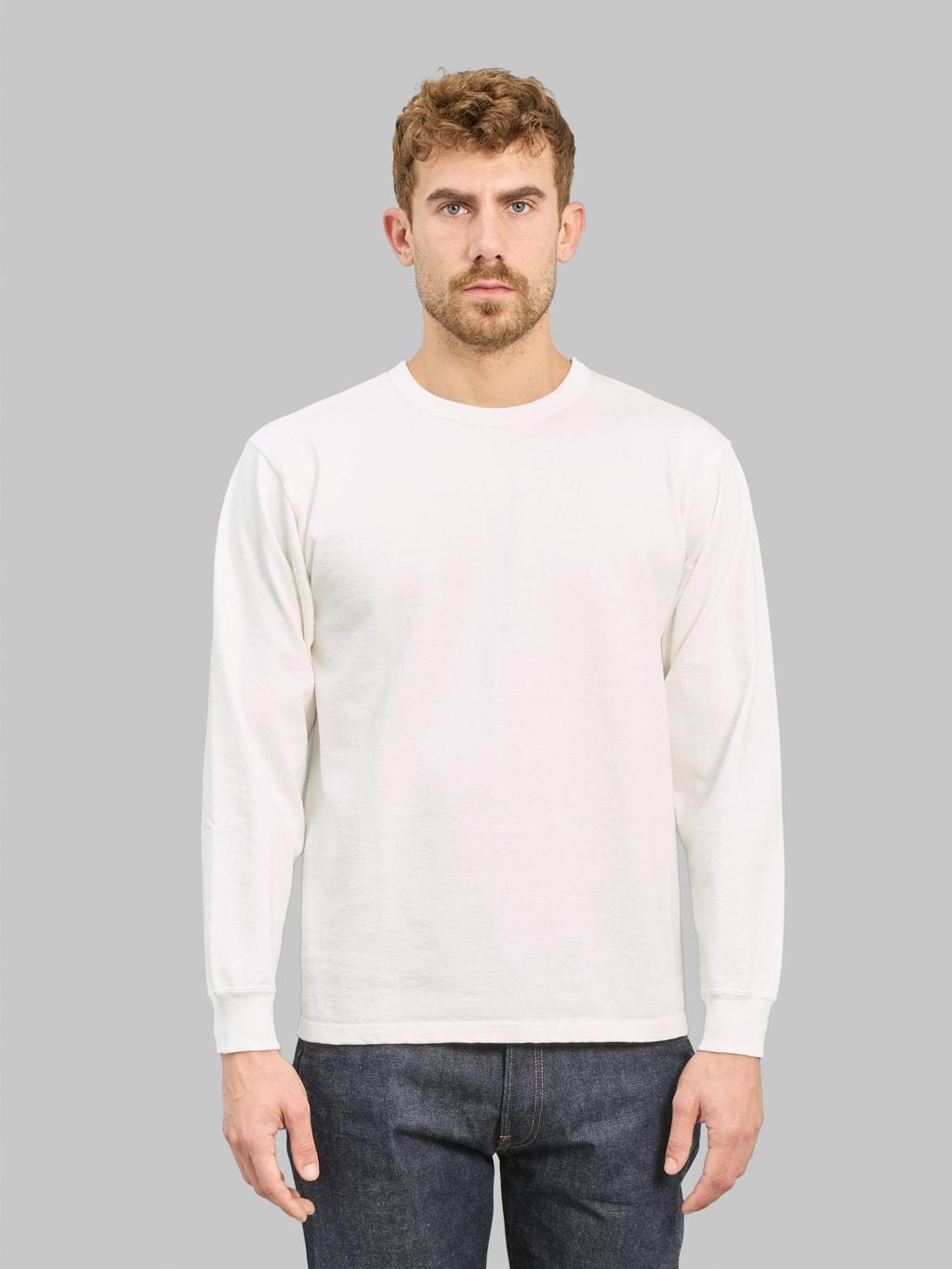 20oz Ultra-Heavyweight Loopwheel Long Sleeve T-Shirt White