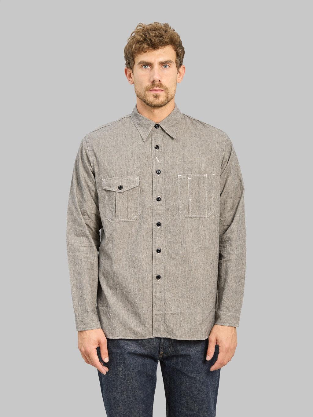 Railhead Engineer Selvedge Salt & Pepper Work Shirt Iron Grey