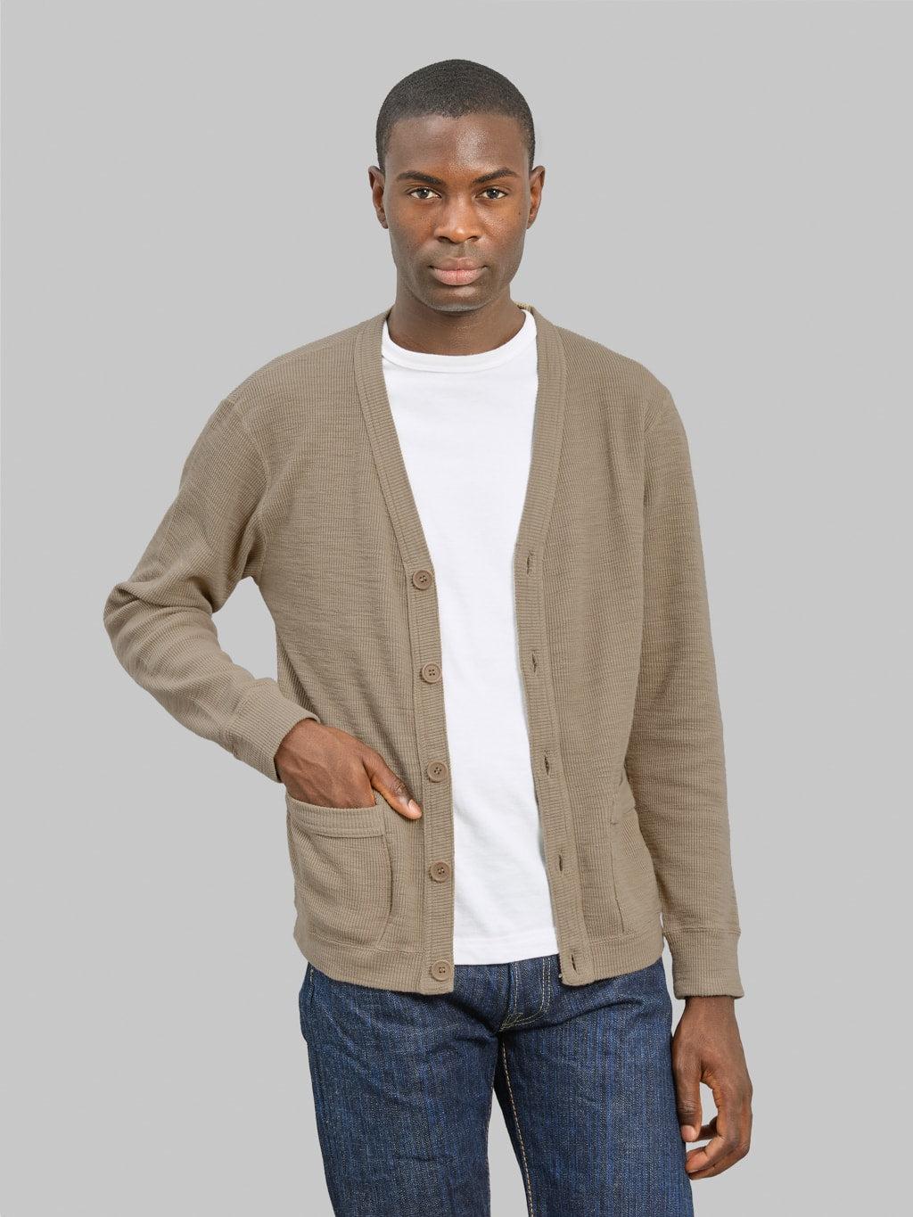 Single Rib Cardigan Beige
