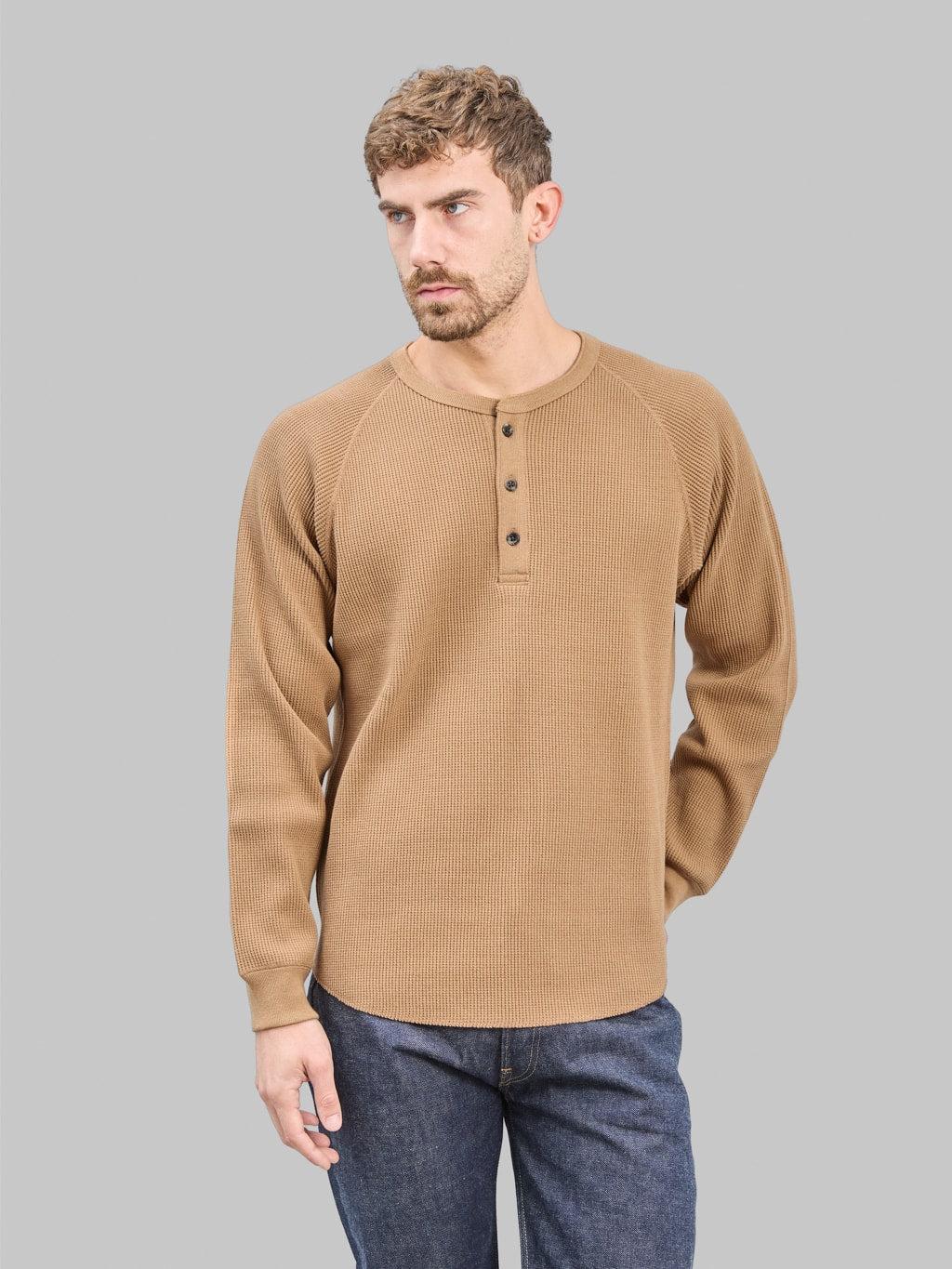 Foxfibre® Heavyweight Waffle Henley Coyote 70