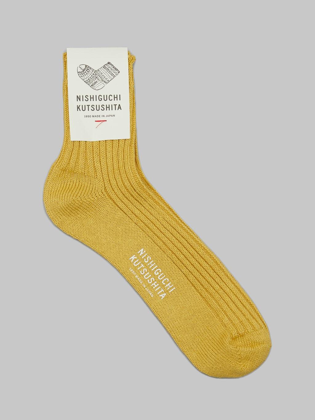 Linen Ribbed Socks Yellow