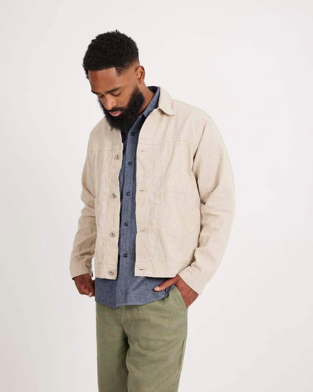 Linen/Cotton Trucker Jacket